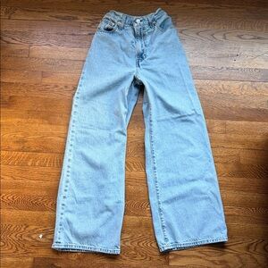 High-Rise Light Blue Wide-Leg Jeans for Women